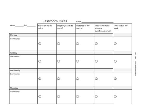 Free Classroom Behavior Chart