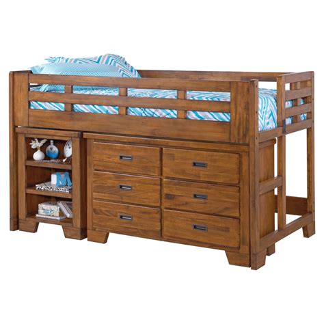 Heartland Low Loft Bed with Dresser - Spice Brown | DCG Stores