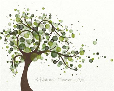 Green Tree Art Print 8 x 10 Circles Wind by NaturesHeavenlyArt