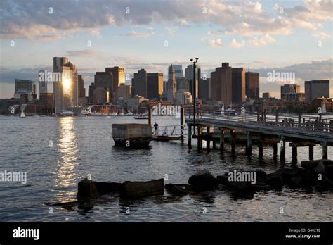 East Boston waterfront, Boston Harbor, skyline Stock Photo - Alamy