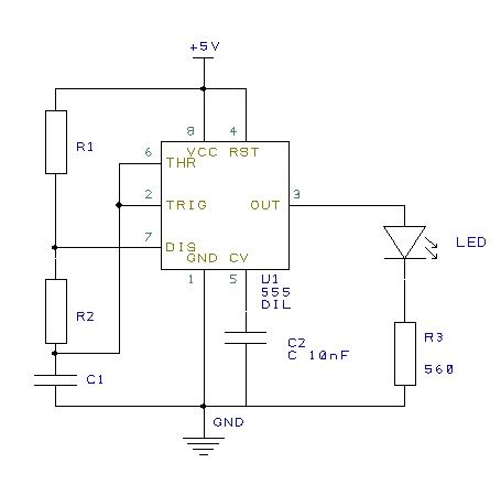 Embedded Developer » Blog Archive Flashing LED Using an Astable 555 ...