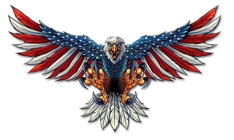 USA American Flag Eagle Metal Sign 21" x 12" FLY044 - California Car ...