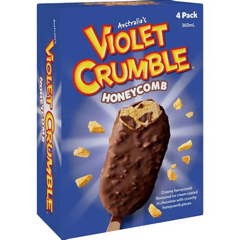 Violet Crumble Honeycomb Ice Cream 4 Pack | Woolworths