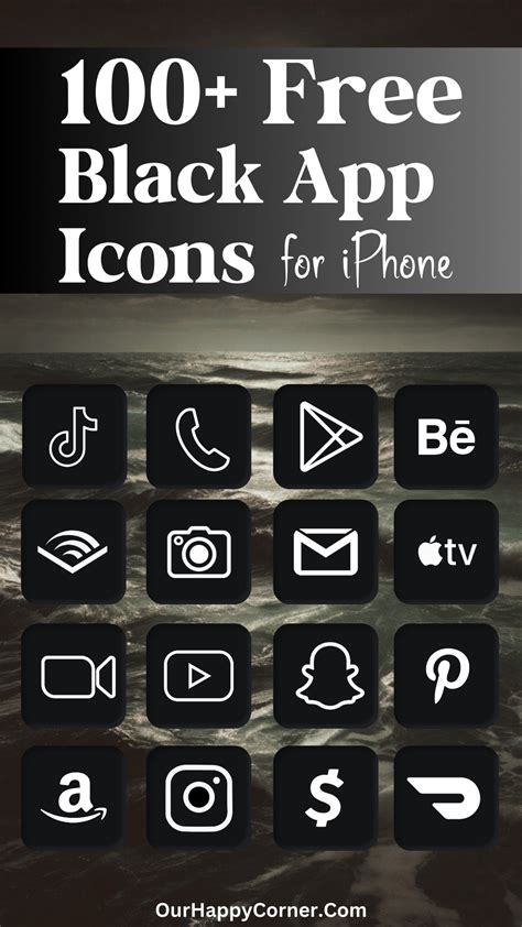 100 Free Black And White App Icons For Your iPhone - Our Happy Corner