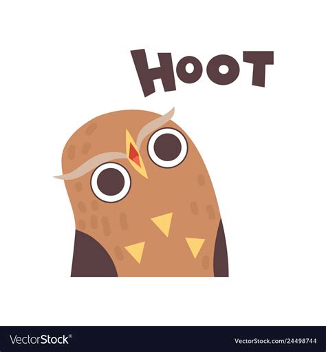 Cute owl hooting wild cartoon bird making sound Vector Image