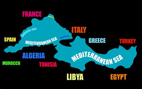 Mediterranean Sea Map Boundaries Of Mediterranean Sea With Other ...