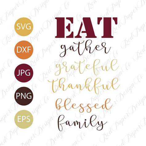 Thanksgiving Words SVG Cut File DXF Jpg Png EAT Gather | Etsy