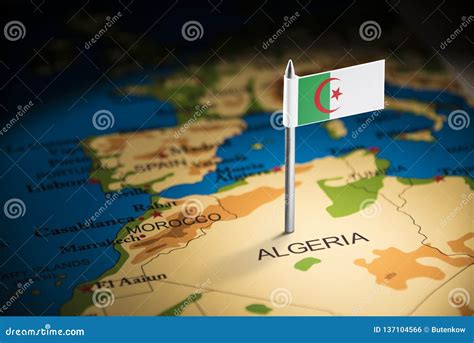 Algeria Marked with a Flag on the Map Stock Photo - Image of government ...