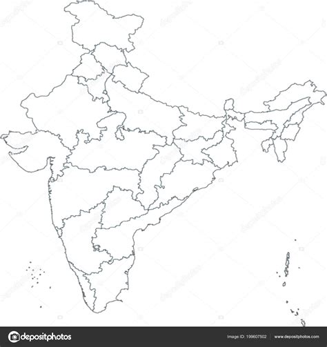 India Outline Silhouette Map States India Map ⬇ Stock Photo, Image by ...