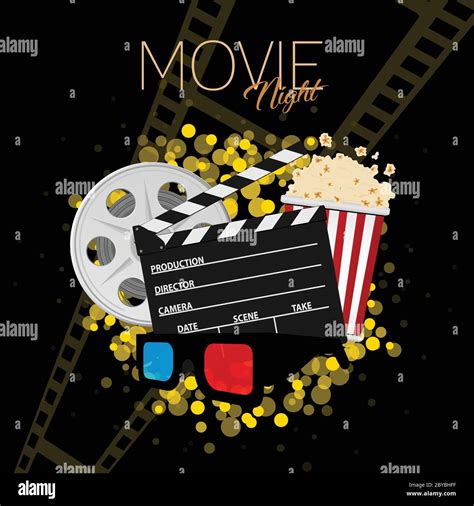 cinema and movie night black background two Stock Vector Image & Art ...