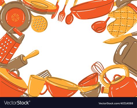 Frame with kitchen utensils cooking tools Vector Image