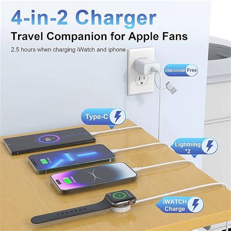 4-in-2 Apple Watch Charger Cable for Apple Watch/iPhone/Airpods Watch ...