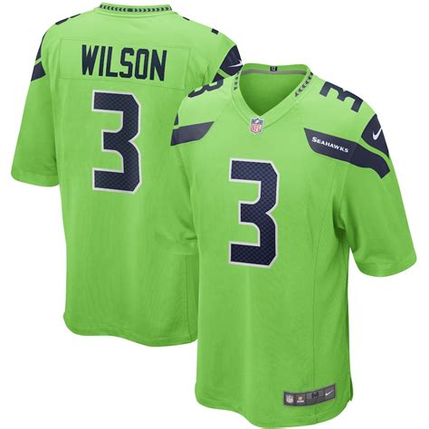 Men's Nike Russell Wilson Neon Green Seattle Seahawks Alternate Game Jersey