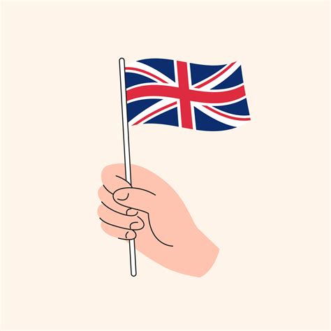 Cartoon Hand Holding Flag of United Kingdom, Isolated Vector Drawing ...