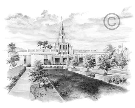 Phoenix Temple - Sketch in LDS Temple Prints on LDSBookstore.com