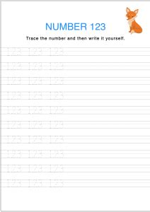 Number Tracing and Writing - 123 worksheet for Preschool,Kindergarten ...