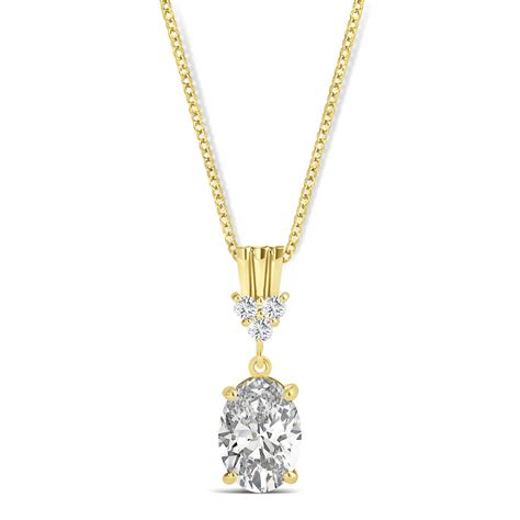 Oval Shape Diamond Pendant Necklace 14k Yellow Gold(0.80ct)