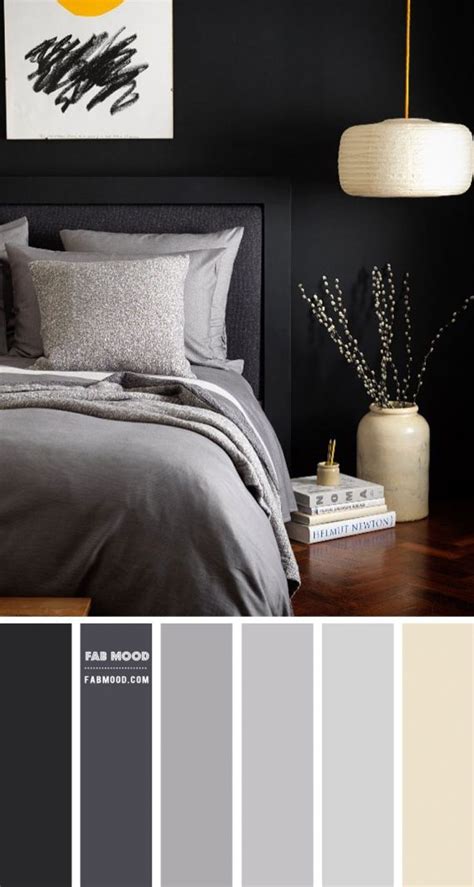 Charcoal and Grey Bedroom Colour Scheme | Dark Bedroom Walls