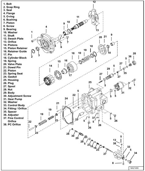 BobCat E35 - HYDRAULIC PUMP - Piston Pump Parts Identification