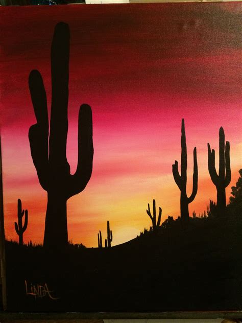 Desert Sunset | Desert sunset painting, Desert painting, Sunset painting