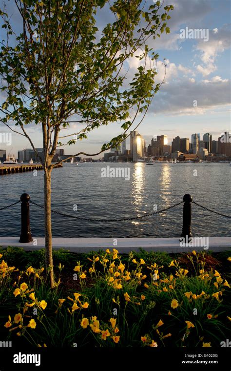 East Boston waterfront, Boston Harbor, skyline Stock Photo - Alamy