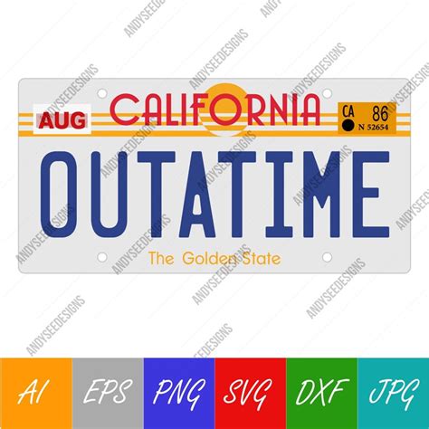 Back to the Future License Plate OUTATIME California Vector - Etsy