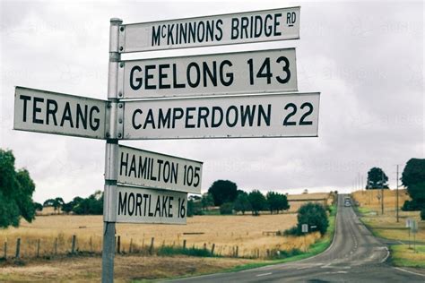 Image of Country road signs in Victoria - Austockphoto