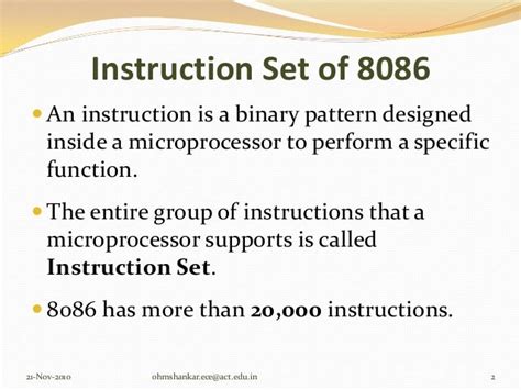 Instruction set of 8086