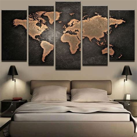 World Map 5 Piece Wall Art