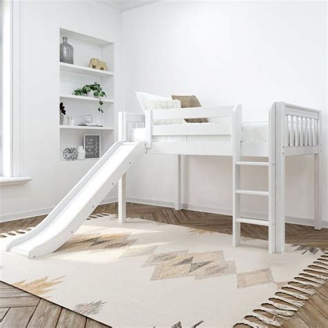 Twin Low Loft Bed with Slide and Ladder | Low loft beds, Bed with slide ...