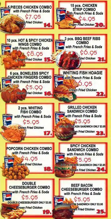 Crown Fried Chicken Menu, Menu for Crown Fried Chicken, Kensington ...