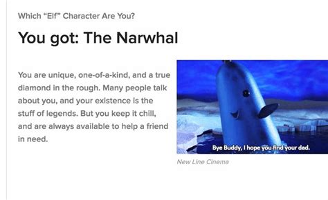 Which Elf character are you I'm Narwhal | Elf characters, People talk ...