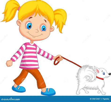 Clipart Dog Girl Walking