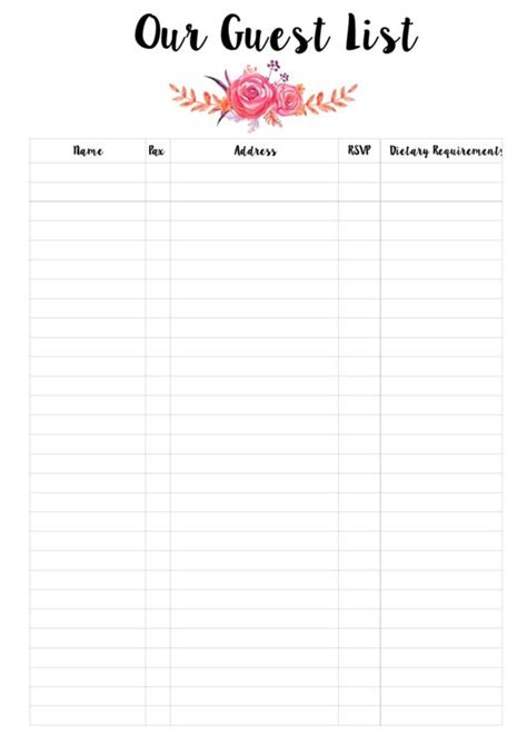 Need a Wedding Planner - Guest List? Here's a free template! Create ...