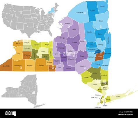 New York state county map. Eps file contains separate layers with ...