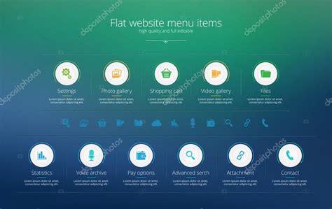 Flat web design menu template with solid colors Stock Vector Image by ...