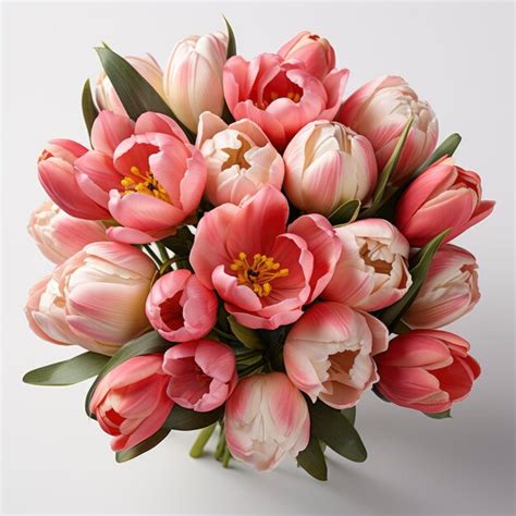 Premium Photo | Tulips Bouquet Hd On White Background