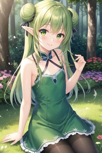 Premium AI Image | Anime girl in a green dress