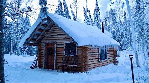 Off Grid Log Cabin After The Snowstorm: -25F Freezing Temps, Lots Of ...