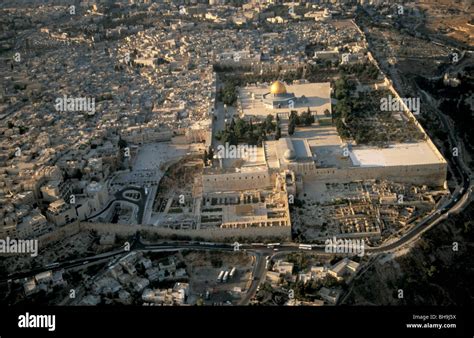 Israel, an aerial view of Jerusalem Old City and Jerusalem ...