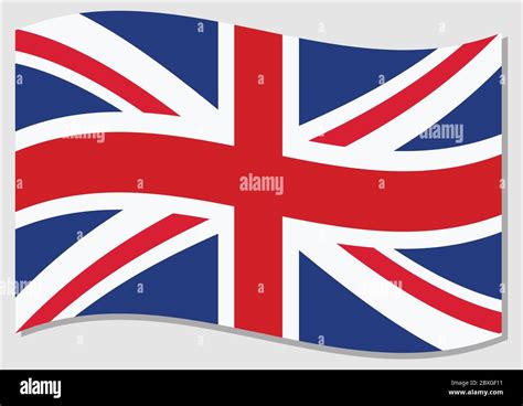 Waving flag of United Kingdom vector graphic. Waving British flag ...