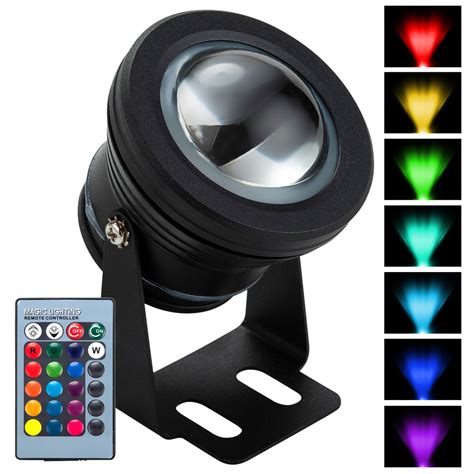 Color Changing RGB IP68 LED Outdoor Spot Light I 12 Volt 10 Watt 12" W ...