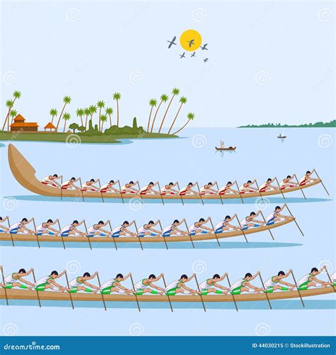 Boat Race Of Kerala For Onam Celebration Cartoon Vector | CartoonDealer ...