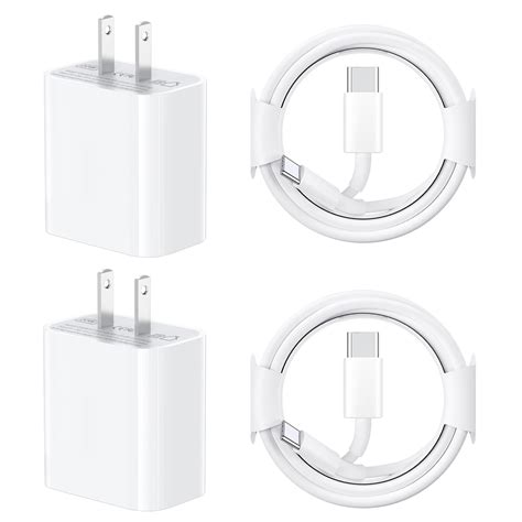 BUSATIA 30W PD USB C Wall Charger for iPhone 15, 2-Pack 6.6FT Combo ...