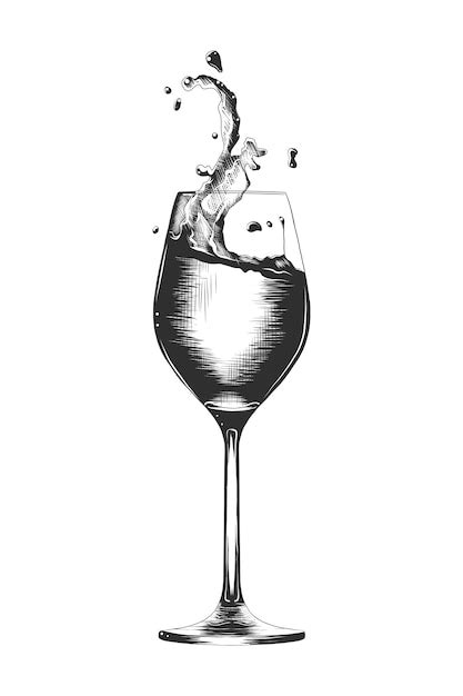 Premium Vector | Hand drawn sketch of a a glass of wine