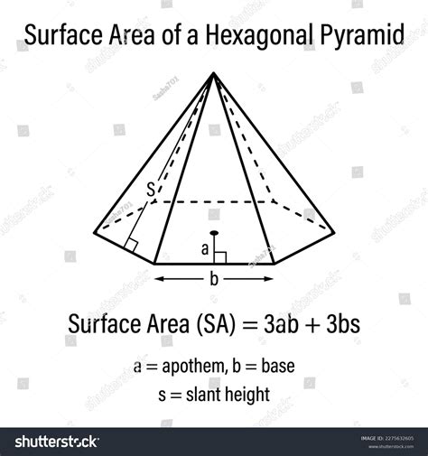 Surface Area Hexagonal Pyramid Vector Illustration Stock Vector ...