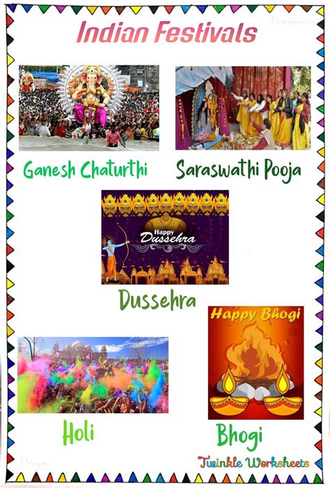 Indian festivals/ General knowledge worksheets for kindergartners ...