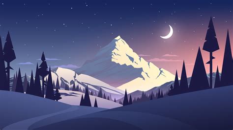 Night Mountains Summer Illustration Wallpaper, HD Artist 4K Wallpapers ...