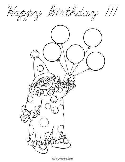 Happy Birthday Coloring Page - Cursive - Twisty Noodle