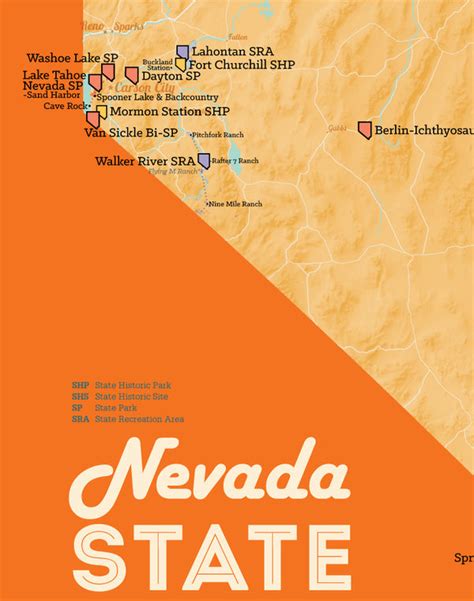 Nevada State Parks Map 11x14 Print - Best Maps Ever